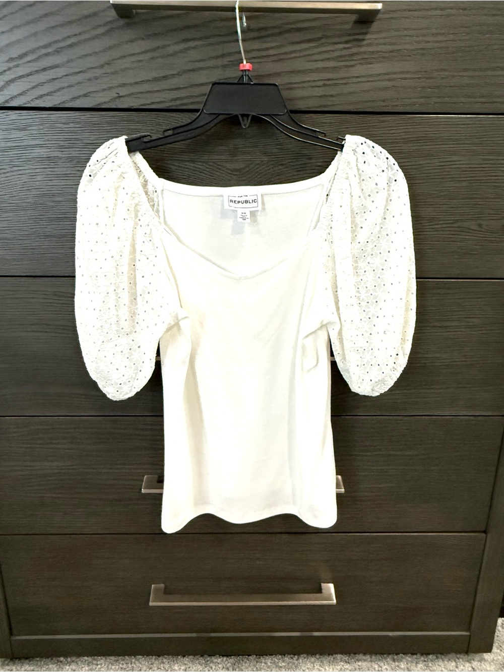 For The Republic White Puff Sleeve Top